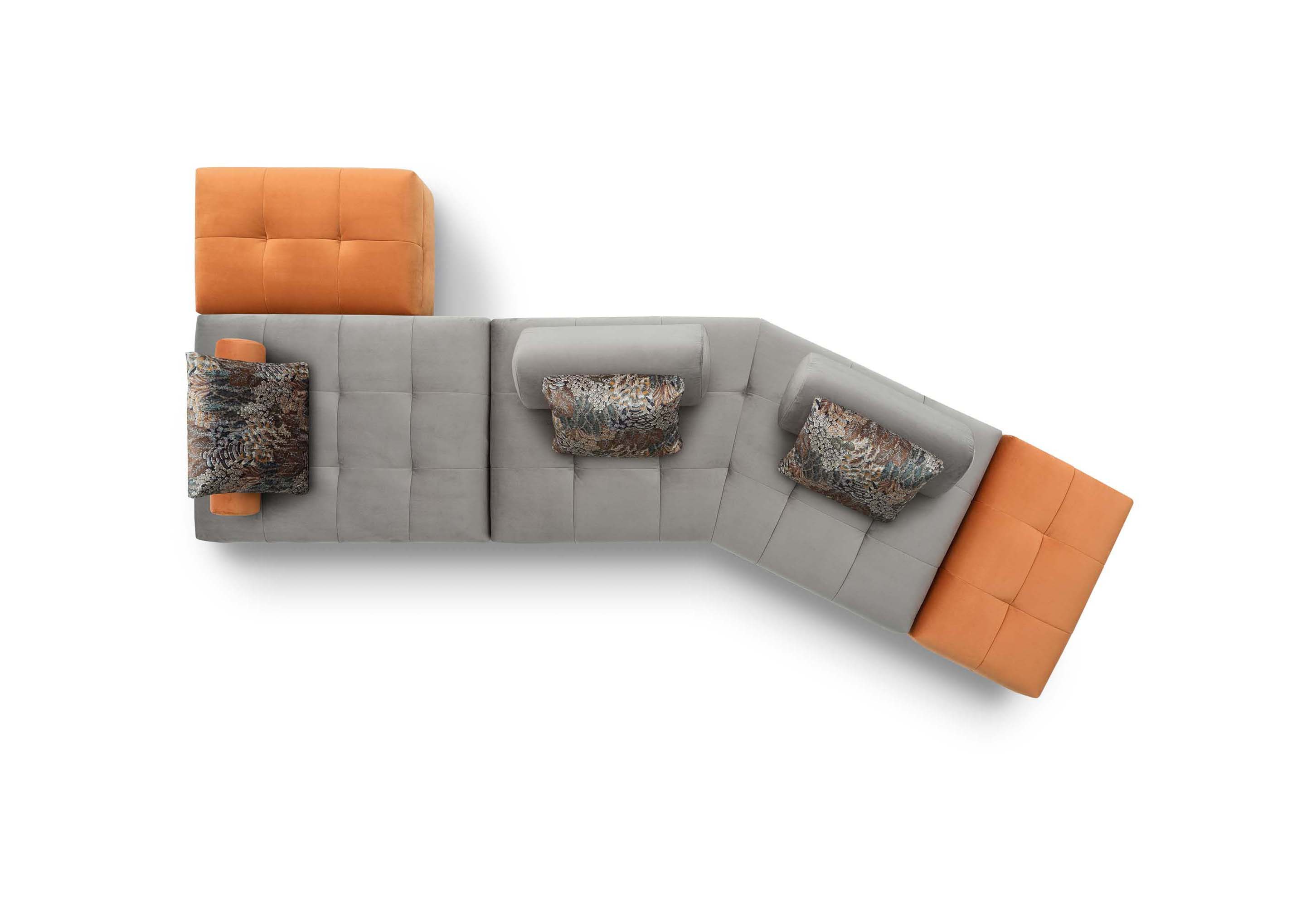 Divano Joplin in composizione angolare Divano Joplin LeComfort con braccioli regolabili e schienale traslabile